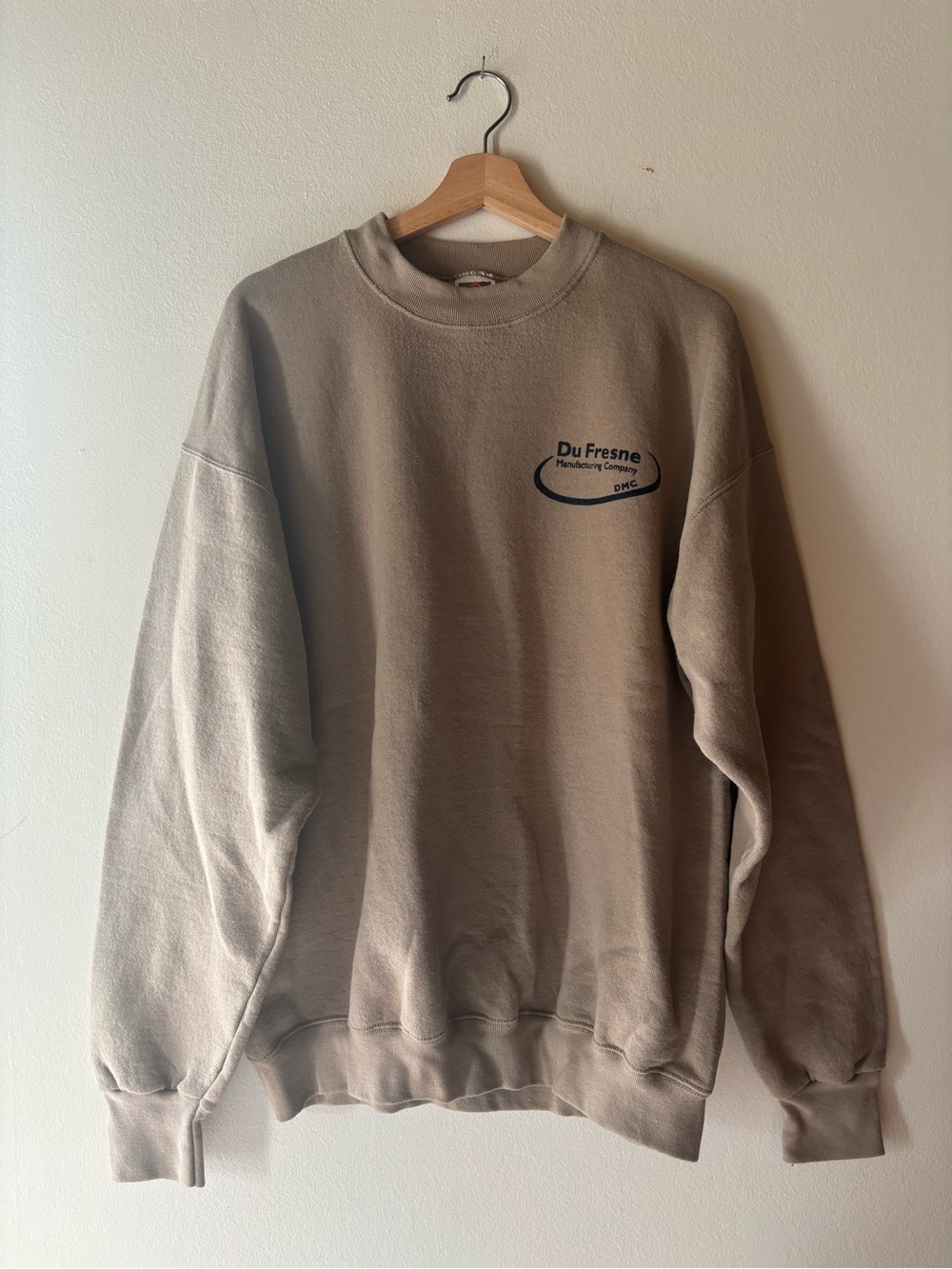 Vtg 90’s Du Fresne Manufacturing Co Crewneck Sweatshirt Workwear Brown Taupe XL